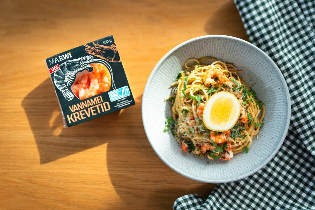 Vannamei krevettide pasta küüslaugu ja sidruniga